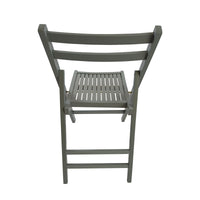 Set of 4 Slatted Wood Folding Chairs - Gray Portable Seating for Special Events, Picnics, or Outdoor Use