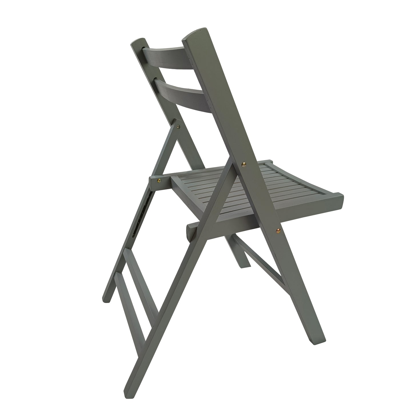 Set of 4 Slatted Wood Folding Chairs - Gray Portable Seating for Special Events, Picnics, or Outdoor Use