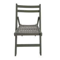 Set of 4 Slatted Wood Folding Chairs - Gray Portable Seating for Special Events, Picnics, or Outdoor Use