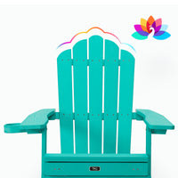 Oversized Folding Adirondack Chair with Pullout Ottoman & Cup Holder, Poly Lumber for Patio Deck Garden, Easy to Install, Green Color