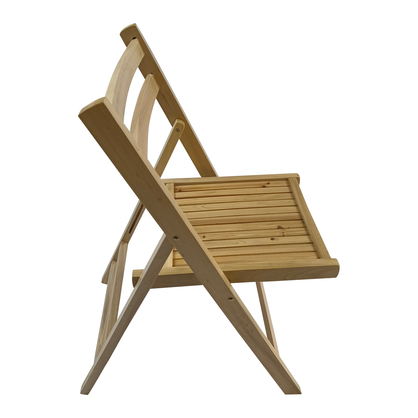 Pack Of 4, Slatted Solid Wood Folding Chair Set