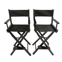 2pcs Foldable Director's Chair Set - Black Frame & Canvas, Stylish & Comfortable for Adults, Perfect for Home & Outdoor Use