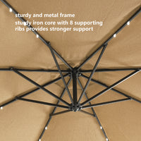 Solar LED Patio Outdoor Umbrella Hanging Cantilever Umbrella  Taupe