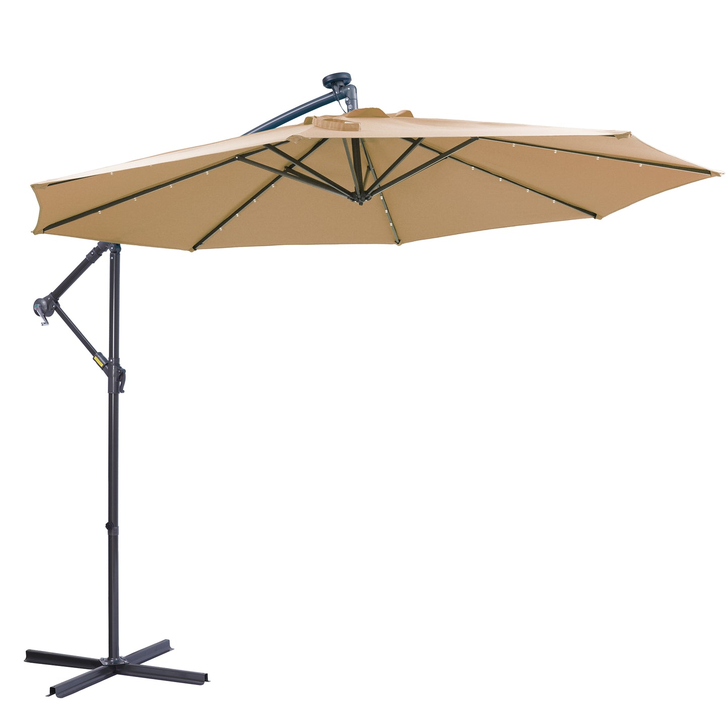 Solar LED Patio Outdoor Umbrella Hanging Cantilever Umbrella  Taupe