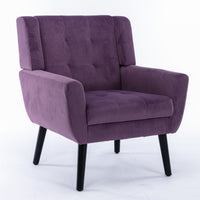 Modern Soft Velvet Ergonomic Accent Chair for Living Room & Bedroom - Stylish Indoor Seating with Black Legs