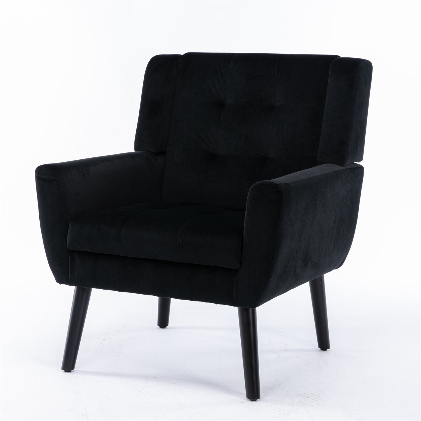 Modern Soft Velvet Ergonomic Accent Chair for Living Room or Bedroom - Stylish Indoor Seating with Black Legs