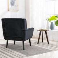 Modern Soft Velvet Ergonomic Accent Chair for Living Room or Bedroom - Stylish Indoor Seating with Black Legs