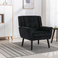 Modern Soft Velvet Ergonomic Accent Chair for Living Room or Bedroom - Stylish Indoor Seating with Black Legs