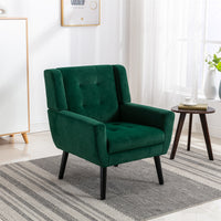 Modern Soft Velvet Ergonomic Accent Chair for Living Room & Bedroom - Stylish Indoor Home Chair with Black Legs