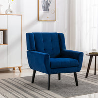 Modern Soft Velvet Ergonomic Accent Chair for Living Room & Bedroom - Stylish Home Chair with Black Legs