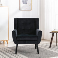 Modern Soft Velvet Ergonomic Accent Chair for Living Room or Bedroom - Stylish Indoor Seating with Black Legs