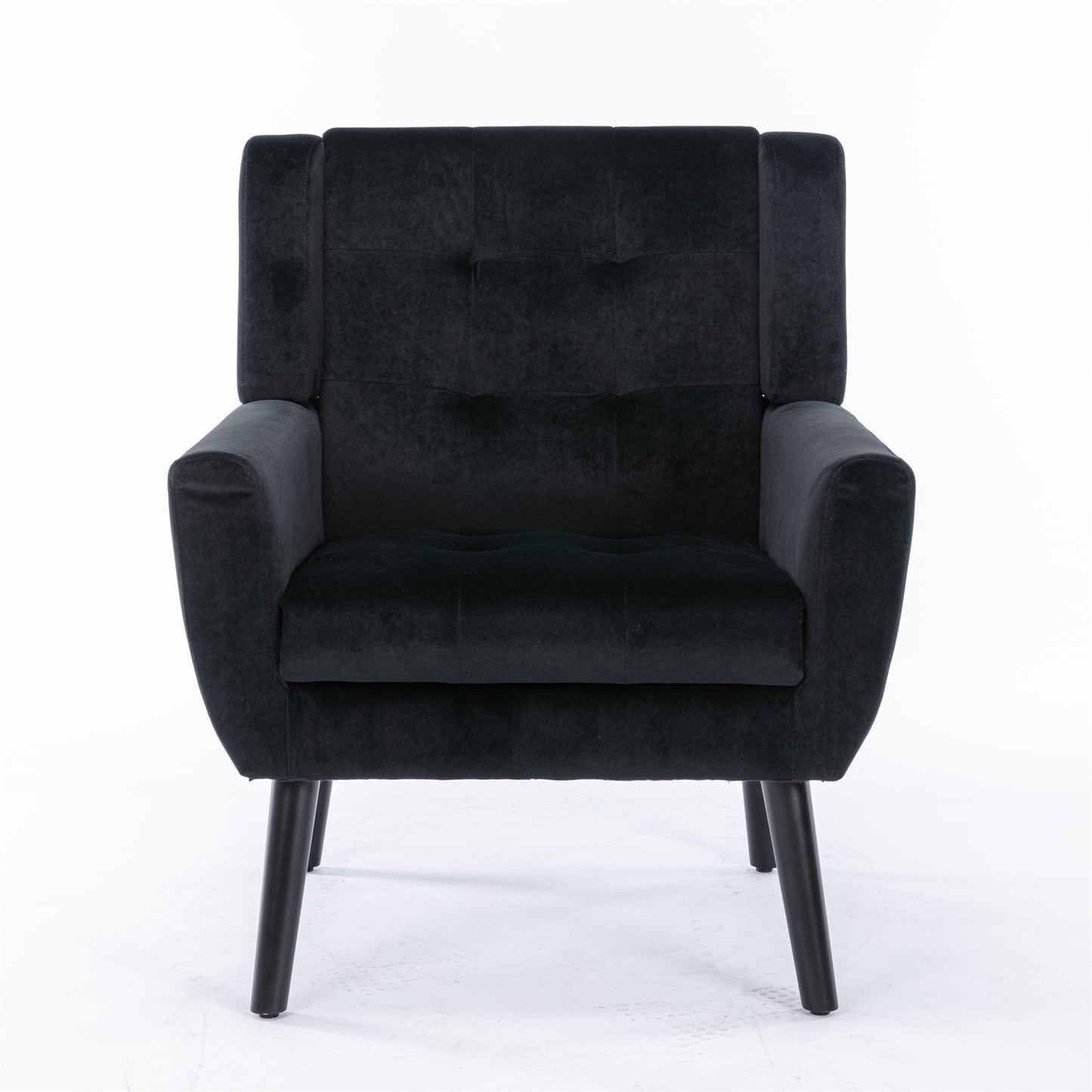 Modern Soft Velvet Ergonomic Accent Chair for Living Room or Bedroom - Stylish Indoor Seating with Black Legs