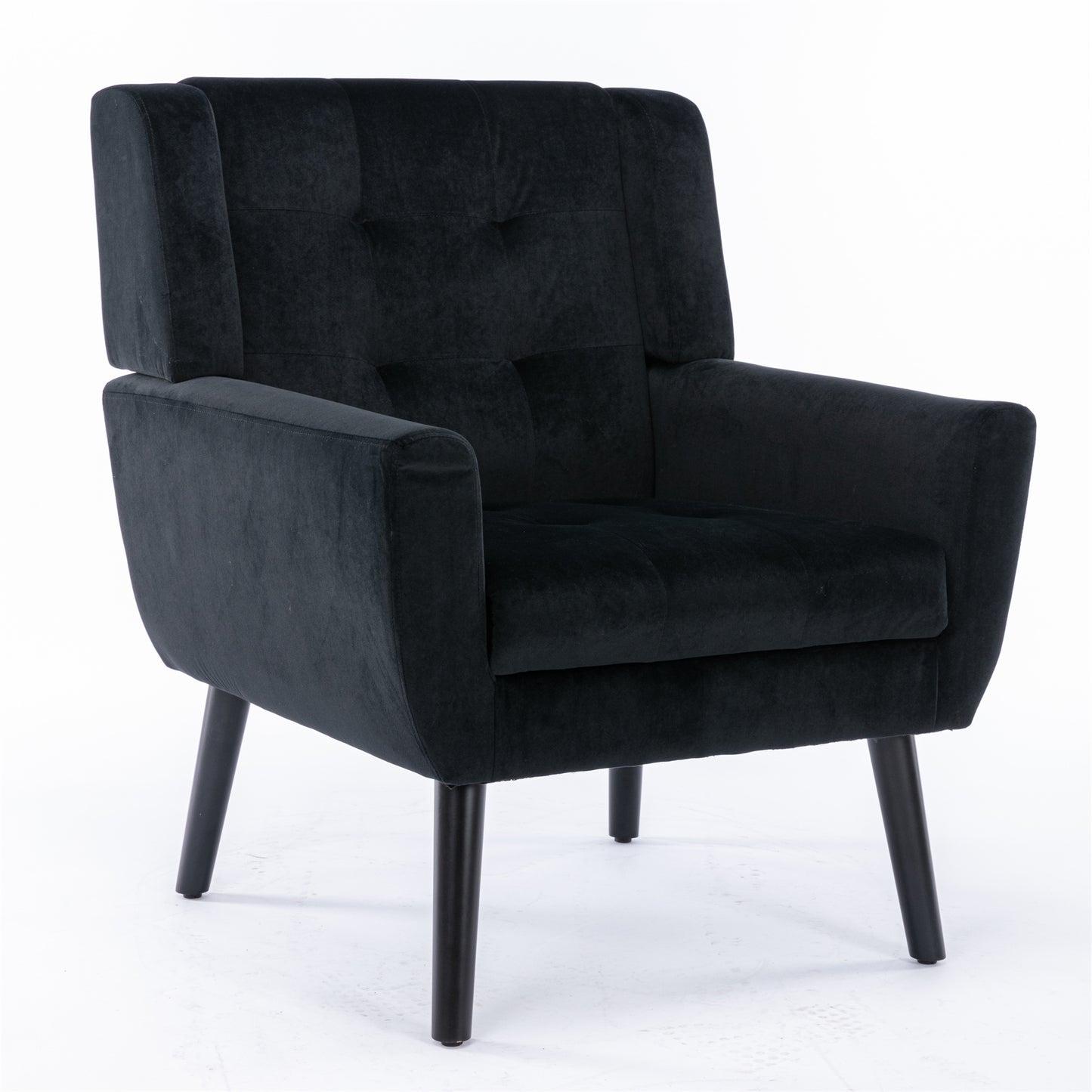 Modern Soft Velvet Ergonomic Accent Chair for Living Room or Bedroom - Stylish Indoor Seating with Black Legs