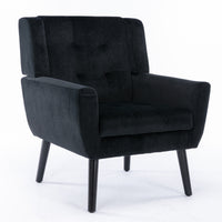 Modern Soft Velvet Ergonomic Accent Chair for Living Room or Bedroom - Stylish Indoor Seating with Black Legs