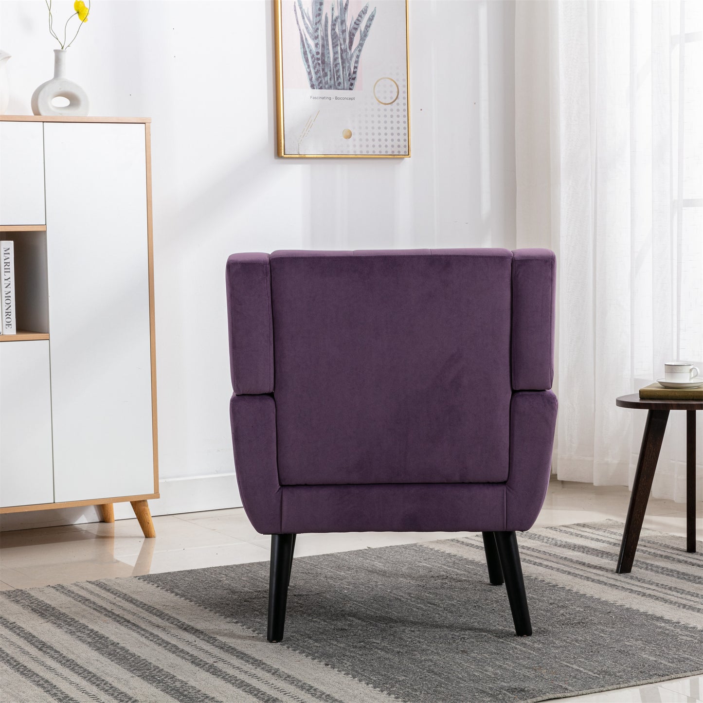 Modern Soft Velvet Ergonomic Accent Chair for Living Room & Bedroom - Stylish Indoor Seating with Black Legs