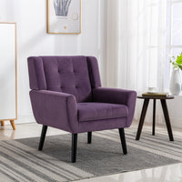 Modern Soft Velvet Ergonomic Accent Chair for Living Room & Bedroom - Stylish Indoor Seating with Black Legs