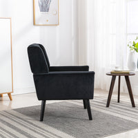 Modern Soft Velvet Ergonomic Accent Chair for Living Room or Bedroom - Stylish Indoor Seating with Black Legs