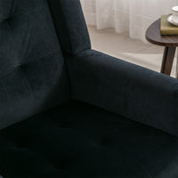 Modern Soft Velvet Ergonomic Accent Chair for Living Room or Bedroom - Stylish Indoor Seating with Black Legs