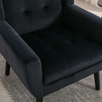 Modern Soft Velvet Ergonomic Accent Chair for Living Room or Bedroom - Stylish Indoor Seating with Black Legs