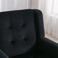 Modern Soft Velvet Ergonomic Accent Chair for Living Room or Bedroom - Stylish Indoor Seating with Black Legs