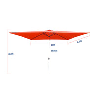 Rectangular 10x6.5ft Solar LED Patio Umbrella with Crank & Tilt for Garden, Backyard & Pool Use