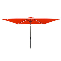 Rectangular 10x6.5ft Solar LED Patio Umbrella with Crank & Tilt for Garden, Backyard & Pool Use