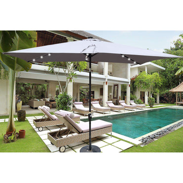 10x6.5ft Rectangular Solar LED Patio Umbrella with Crank & Tilt | Outdoor Garden Canopy for Backyard Pool, Terrace & Deck