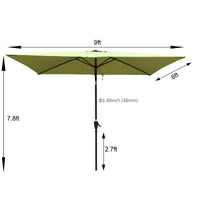 6x9ft Waterproof Patio Umbrella with Crank & Push Button Tilt - Perfect for Garden, Backyard & Poolside