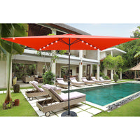 Rectangular 10x6.5ft Solar LED Patio Umbrella with Crank & Tilt for Garden, Backyard & Pool Use