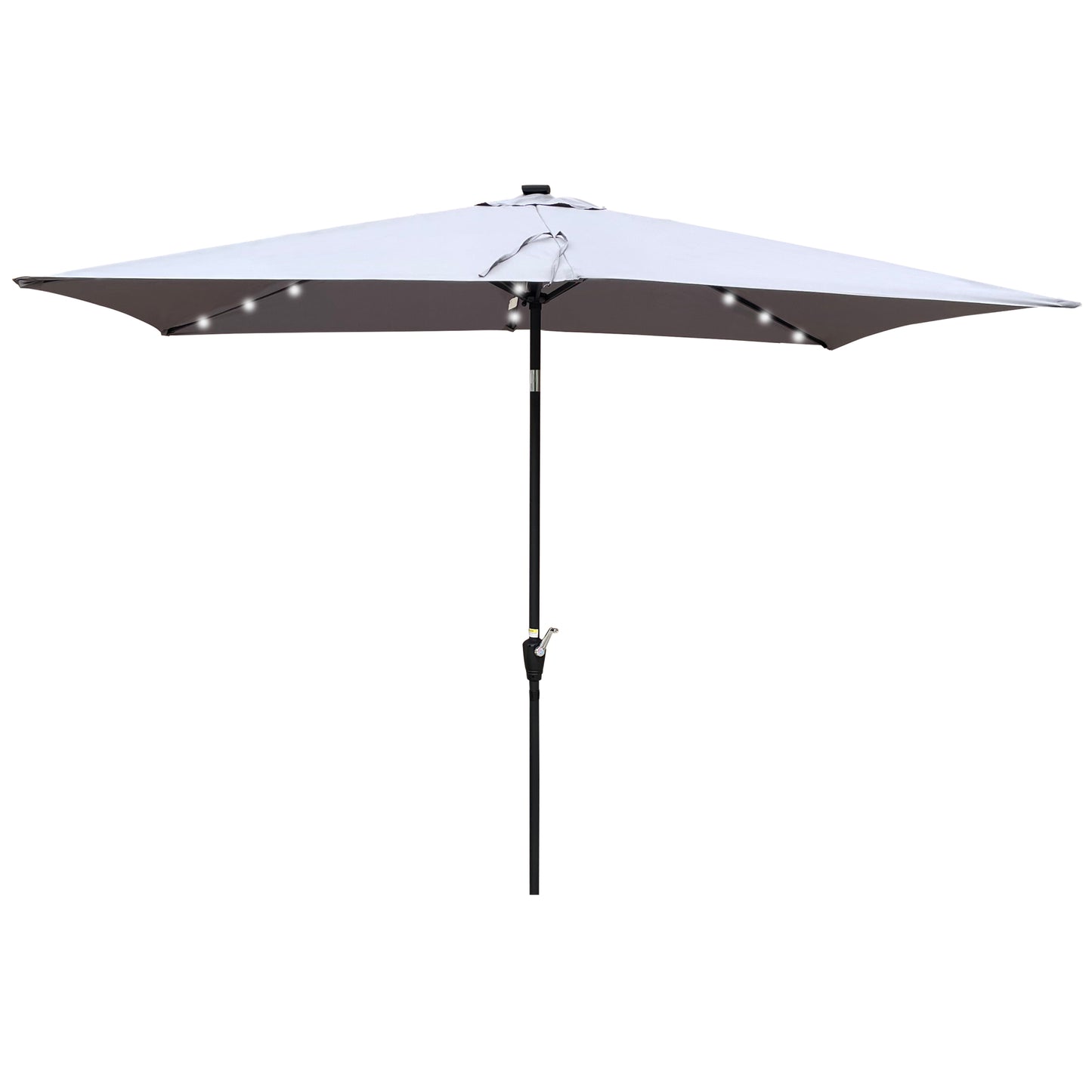 10x6.5ft Rectangular Solar LED Patio Umbrella with Crank & Tilt | Outdoor Garden Canopy for Backyard Pool, Terrace & Deck