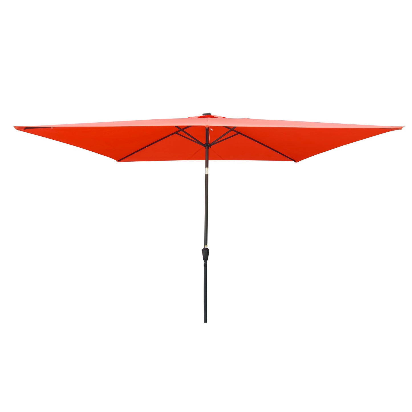 Rectangular 10x6.5ft Solar LED Patio Umbrella with Crank & Tilt for Garden, Backyard & Pool Use