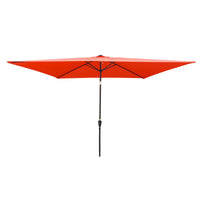 Rectangular 10x6.5ft Solar LED Patio Umbrella with Crank & Tilt for Garden, Backyard & Pool Use