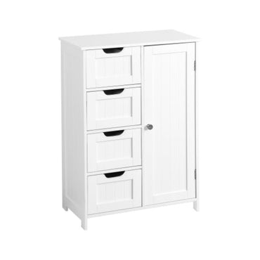 White Bathroom Storage Cabinet with Adjustable Shelf and Drawers Floor Cabinet for Organizing Essentials