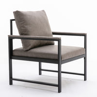 Modern Faux Leather Accent Chair With Black Powder Coated Metal Frame, Single Sofa For Living Room Bedroom