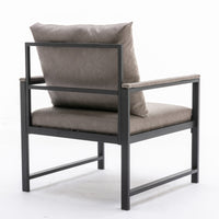 Modern Faux Leather Accent Chair With Black Powder Coated Metal Frame, Single Sofa For Living Room Bedroom