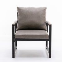 Modern Faux Leather Accent Chair With Black Powder Coated Metal Frame, Single Sofa For Living Room Bedroom