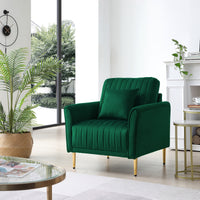 Tufted Green Velvet Single Living Room Sofa Accent Chair - Elegant Modern Design for Home Decor, Comfortable Seating