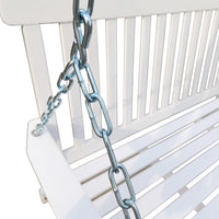 Wood Porch Swing with Armrests & Hanging Chains - Comfortable Outdoor Bench for Patio, Garden, Yard, or Sunroom, White Finish