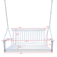 Wood Porch Swing with Armrests & Hanging Chains - Comfortable Outdoor Bench for Patio, Garden, Yard, or Sunroom, White Finish