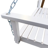 Wood Porch Swing with Armrests & Hanging Chains - Comfortable Outdoor Bench for Patio, Garden, Yard, or Sunroom, White Finish