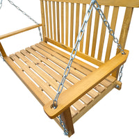 Wood Porch Swing with Armrests & Hanging Chains - Comfortable Outdoor Bench for Patio, Garden, Backyard, or Sunroom