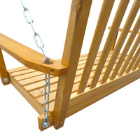 Wood Porch Swing with Armrests & Hanging Chains - Comfortable Outdoor Bench for Patio, Garden, Backyard, or Sunroom