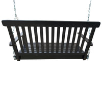 Wood Front Porch Swing with Armrests and Hanging Chains - Outdoor Bench for Patio, Garden, Backyard, Sunroom - Easy to Assemble - Black