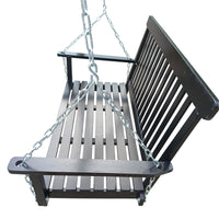 Wood Front Porch Swing with Armrests and Hanging Chains - Outdoor Bench for Patio, Garden, Backyard, Sunroom - Easy to Assemble - Black