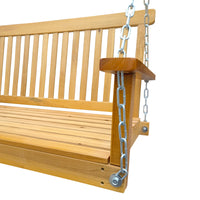 Wood Porch Swing with Armrests & Hanging Chains - Comfortable Outdoor Bench for Patio, Garden, Backyard, or Sunroom