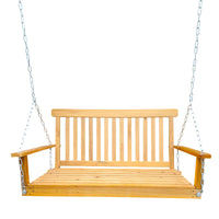 Wood Porch Swing with Armrests & Hanging Chains - Comfortable Outdoor Bench for Patio, Garden, Backyard, or Sunroom