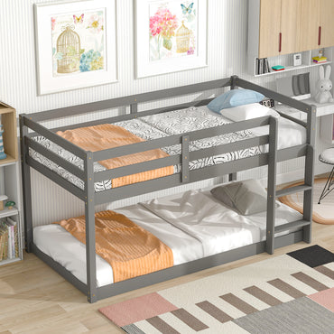 Stylish Loft Twin Bed in Grey - Space-Saving Design for Kids' Rooms, Dorms, and Guest Areas