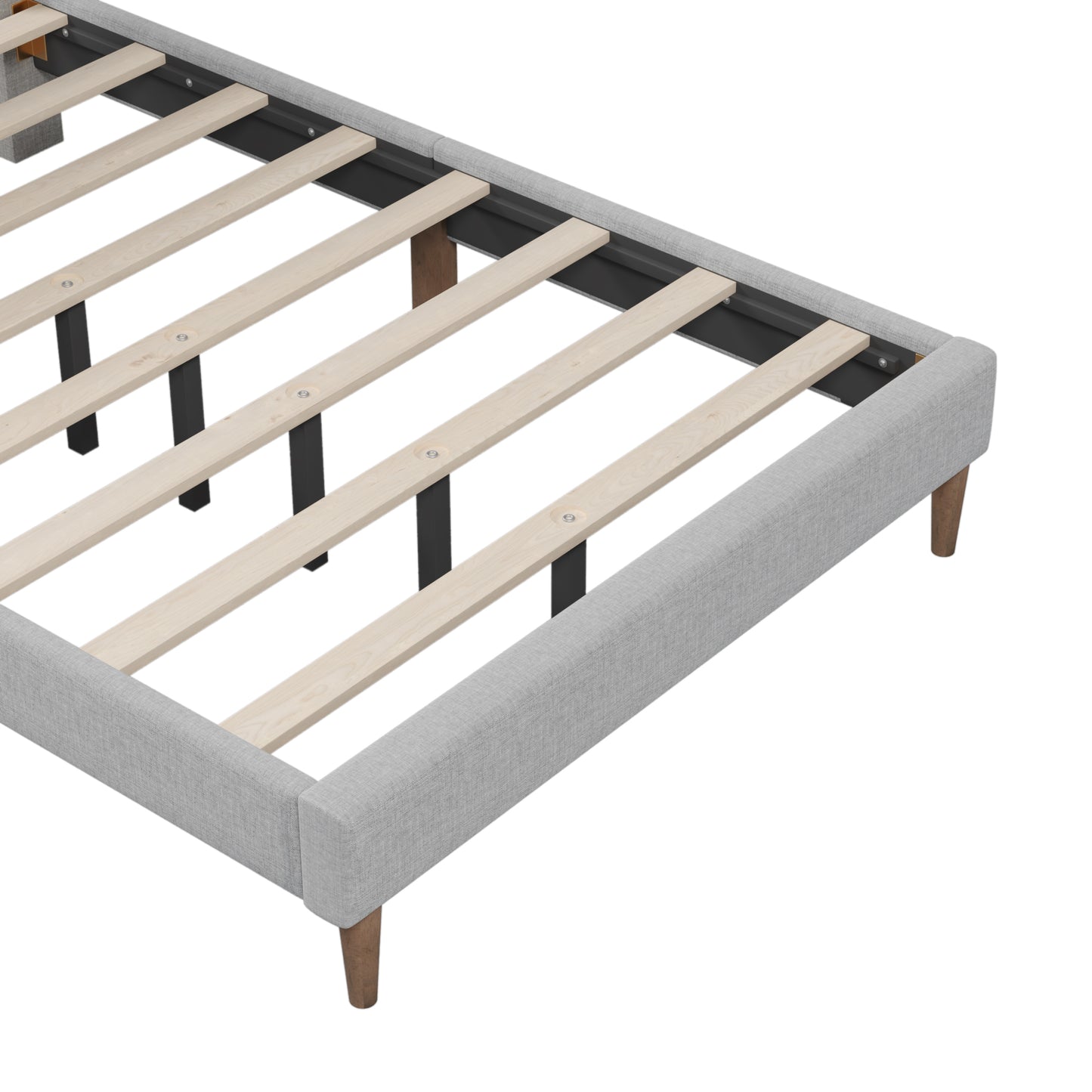 Upholstered Platform Bed Frame with Vertical Channel Tufted Headboard, No Box Spring Needed, Full Size, Cream Color