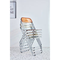 Yellow Clear Transparent Folding Chair - PC Plastic Seat for Living Room, Dining, and Outdoor Use