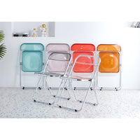 Clear Red Transparent Folding Chair - Durable PC Plastic Living Room Seat for Versatile Use